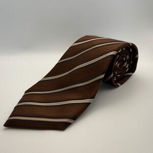 Sean John Mens Brown Striped Silk Necktie Repp